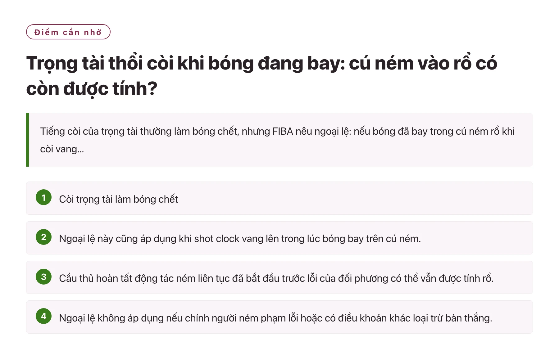 Trọng tài thổi còi khi bóng đang bay: cú ném vào rổ có còn được tính?——全文要点速览